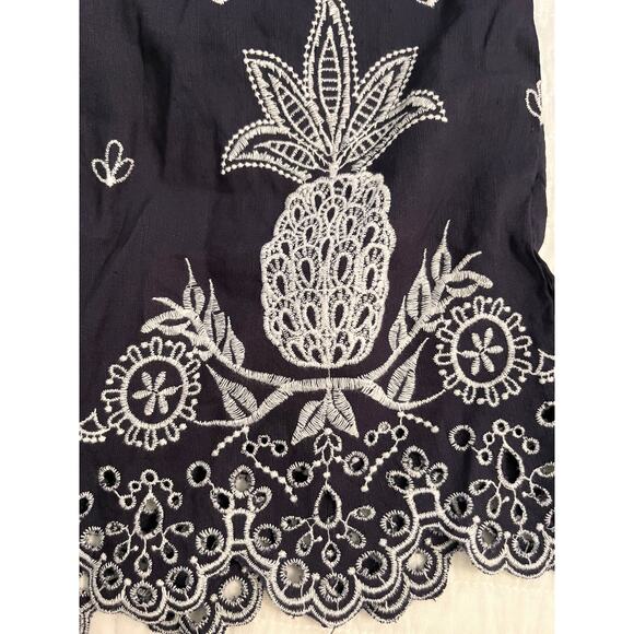 NWT FARM RIO X ANTHROPOLOGIE Jackie Embroidered Romper shorts Sz Xs Navy/White - Picture 8 of 11